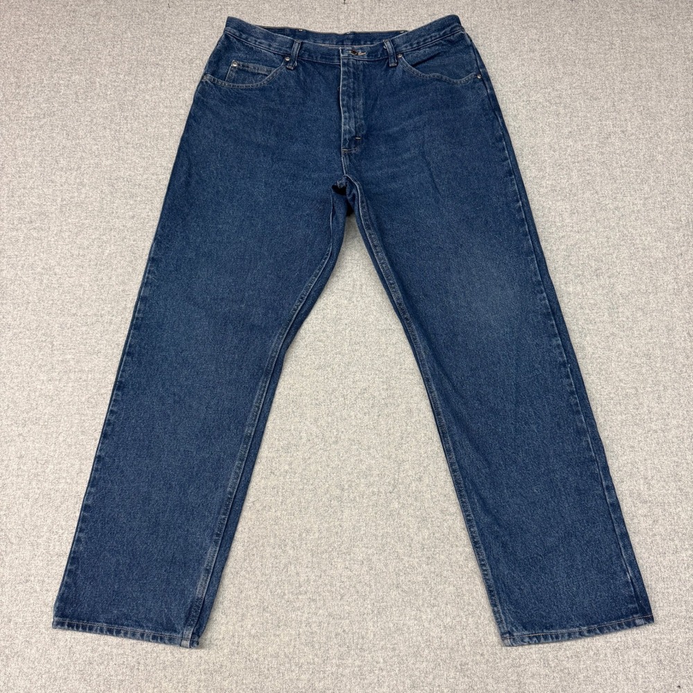 Wrangler Jeans Relaxed Fit 38 x 32 Blue Dark Wash Denim 100% Cotton 9760WDR Mens